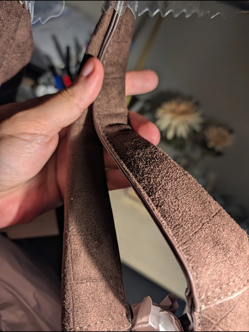 Faux Suede Shoulder Tote Bag NWT